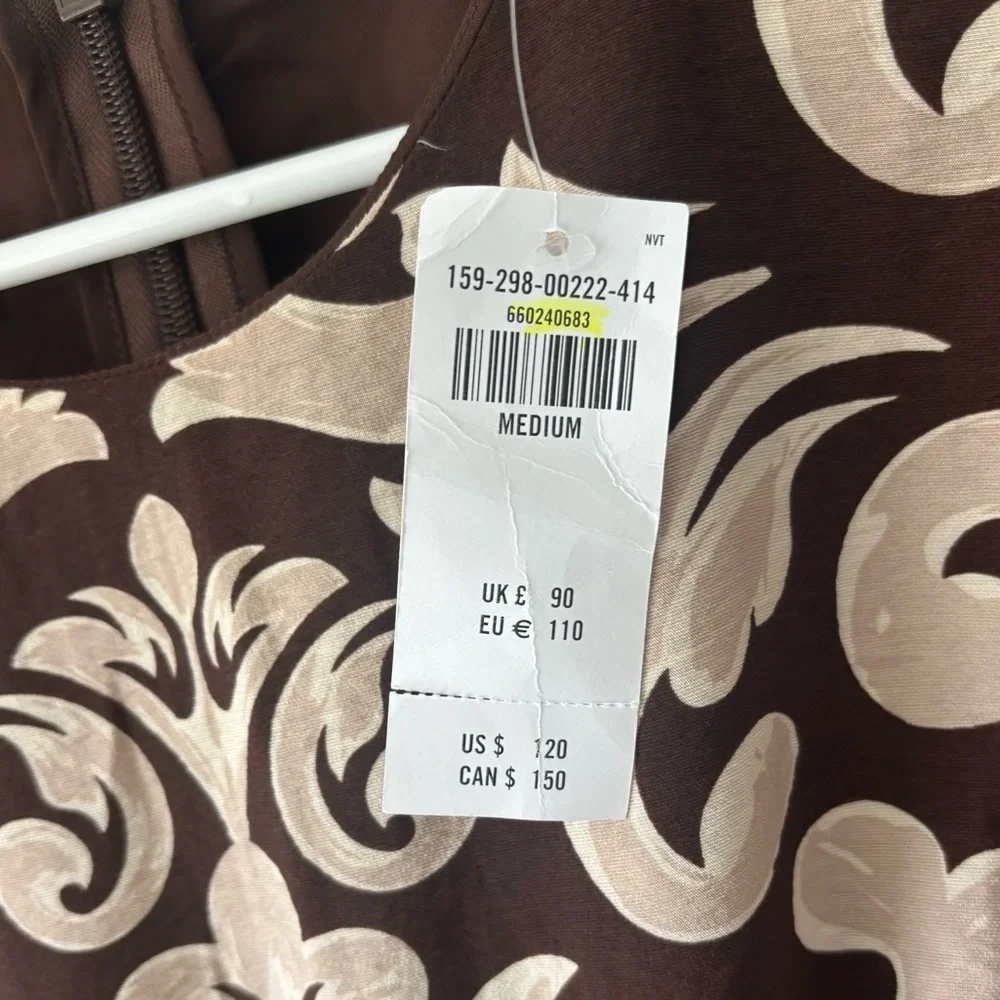 Abercrombie & Fitch Short Puff Sleeve Cutout Maxi Dress Brown Tan Floral Pattern